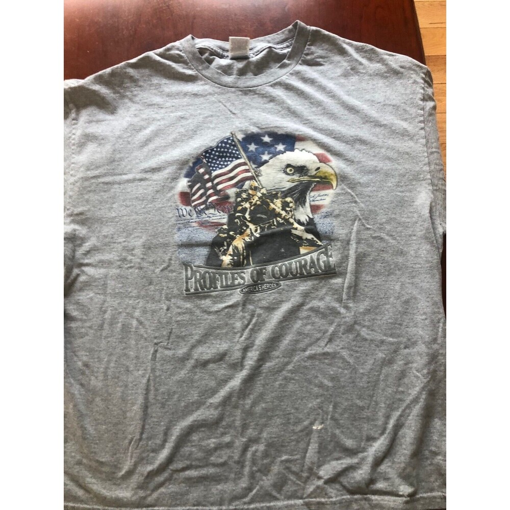 Profiles of Courage America's Heroes T Shirt XL Gray Basic Editions Brand